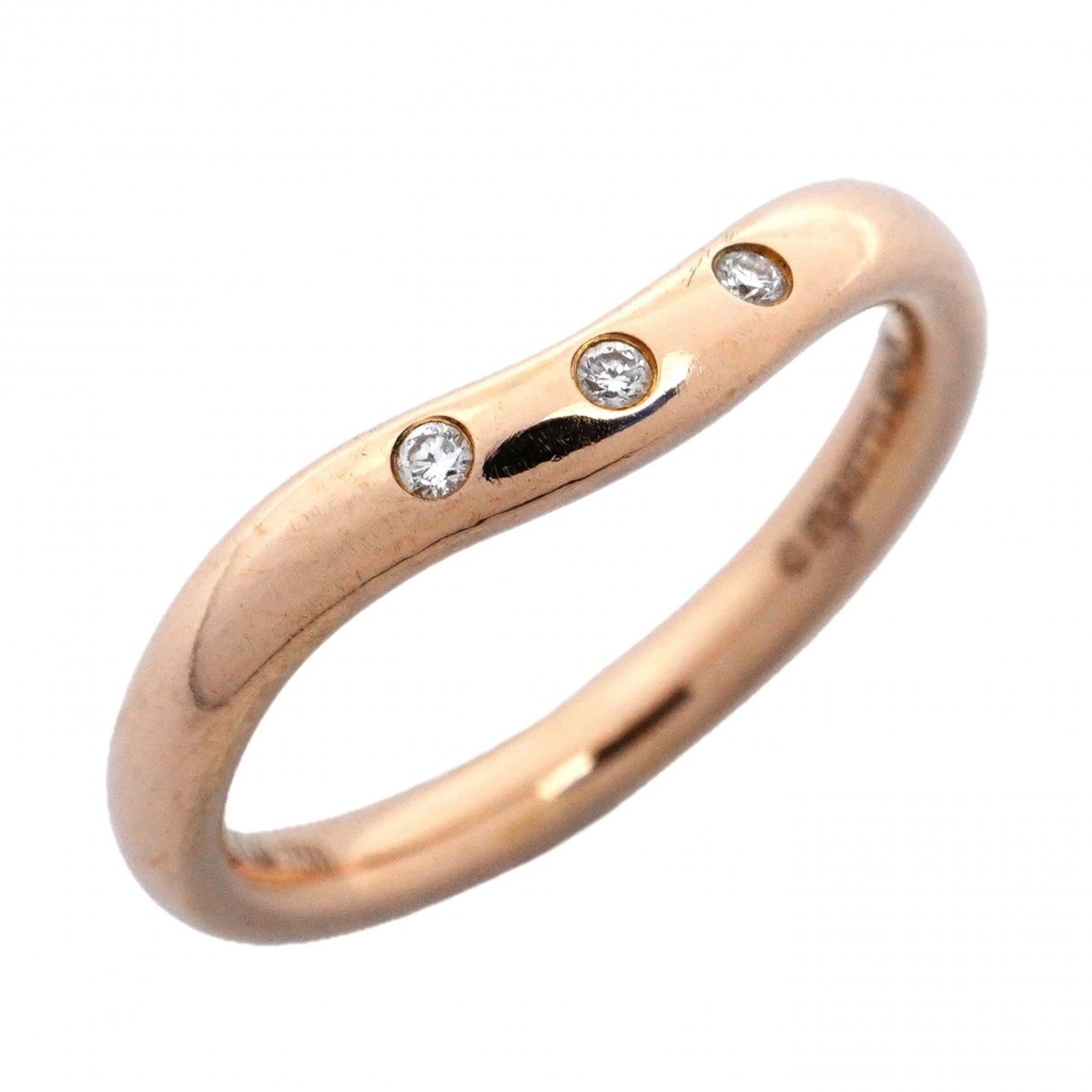Tiffany & Co. Curved Band Ring, 3PD (3 Diamonds), 18K Pink Gold, Size 5, Women\'s