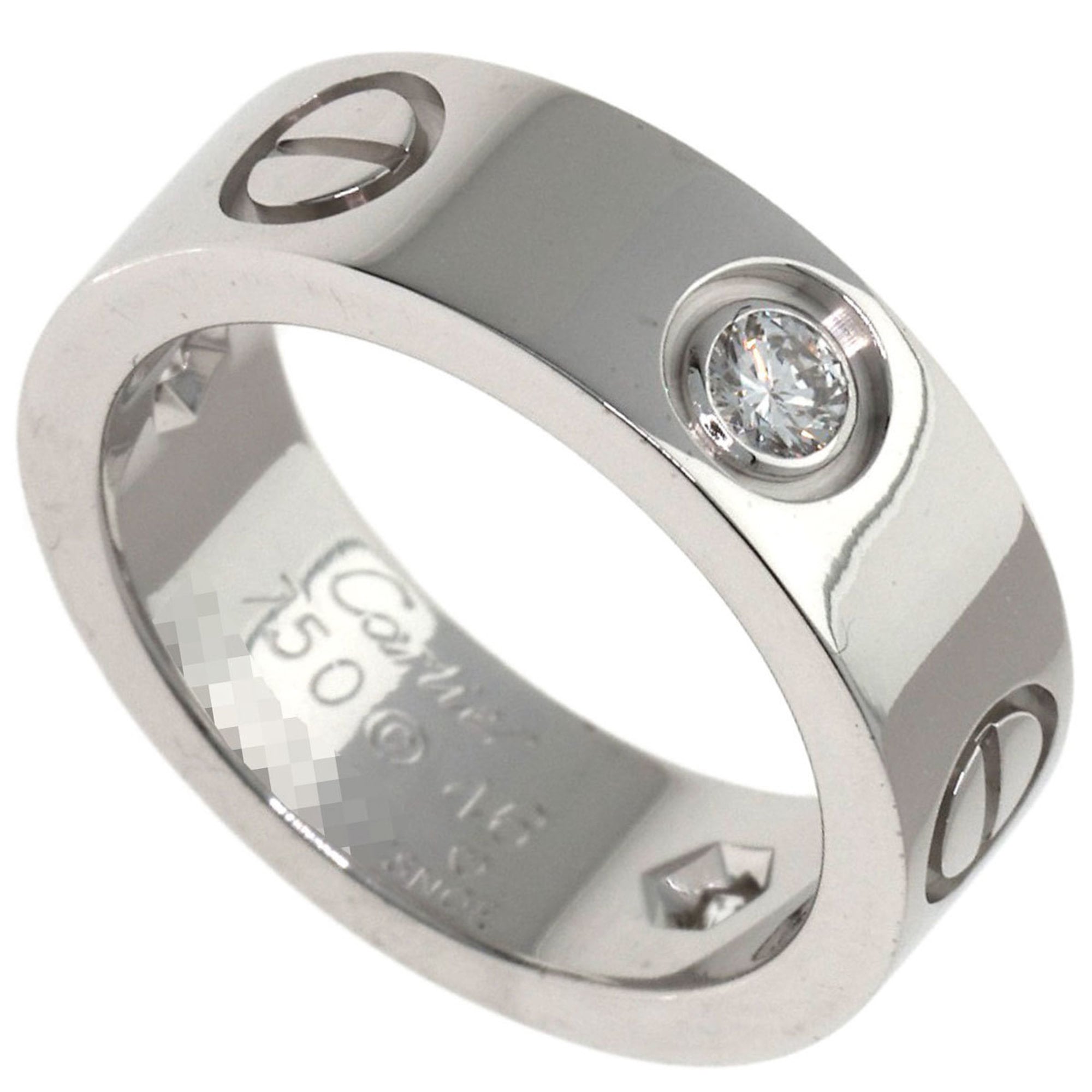 Cartier Love Ring Half Diamond #46 18K White Gold Women\'s