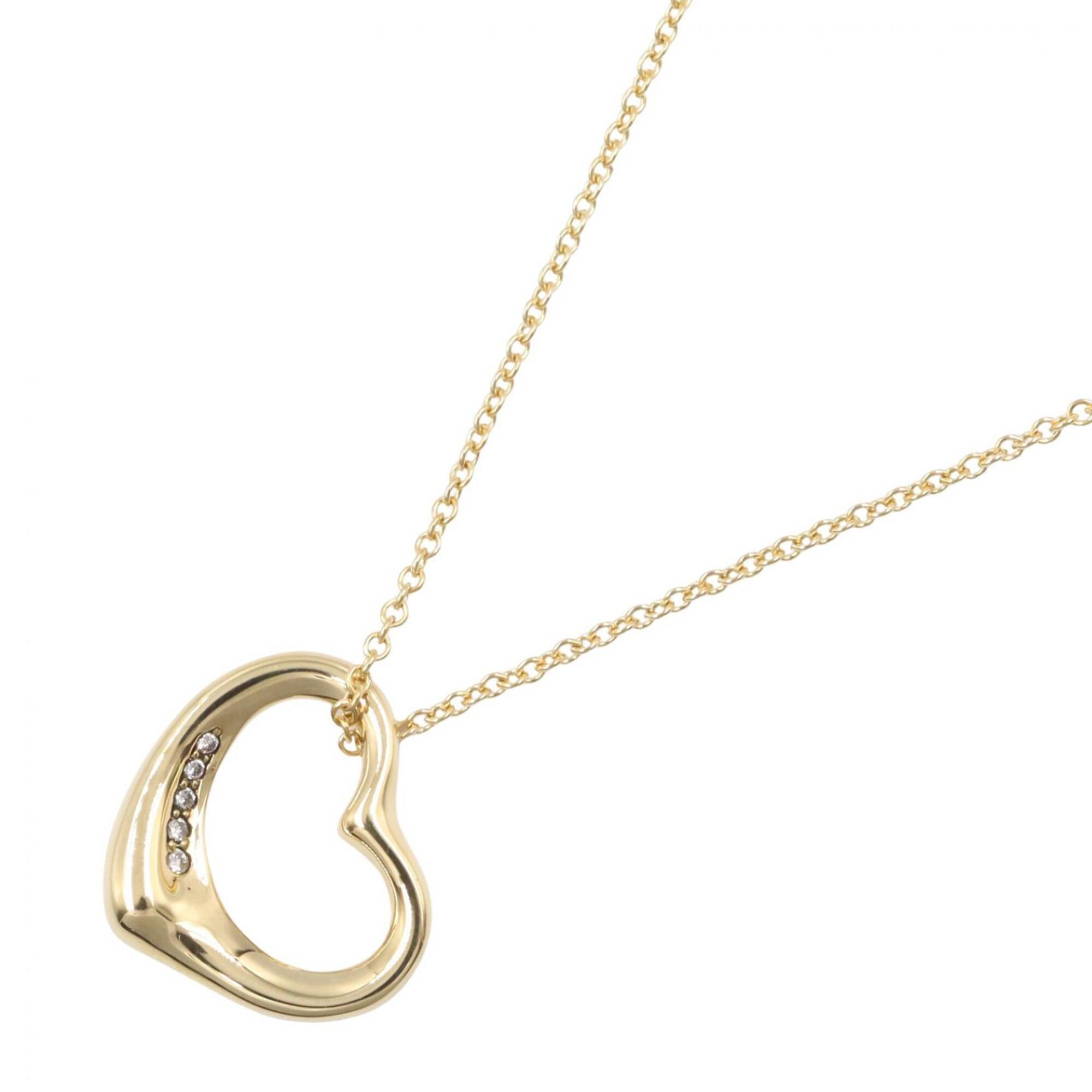 Tiffany & Co. Open Heart Necklace 5PD Jewelry 18K (Yellow Gold) Diamond Women\'s Gold Tone Clear