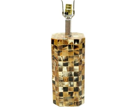 Vintage Karl Springer Style Tessellated Horn Lamp. Unsigned. Measures 16-1/4" H to socket. Condition: Good condition. Estimat