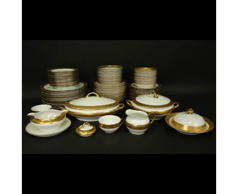 Eighty Five (85) Piece Royal LB Bavaria 18K Gold Dinnerware Set. Includes: 10 plates 9-7/8", 12 salad plates, 11 bread &amp; 