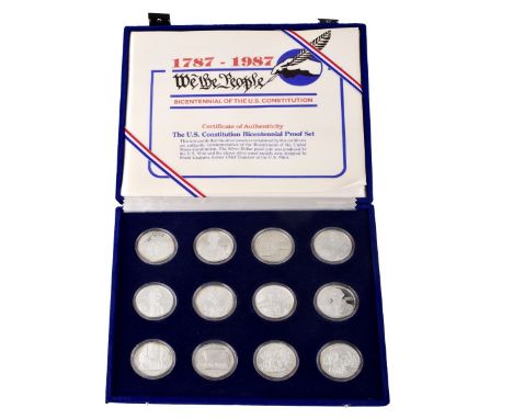 U.S. Mint Constitution Bicentennial 12 Piece $1.00 Silver Proof Set In Custom Box. COA included. Total weight approx. 11.28 t
