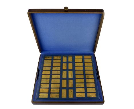 The Hamilton Mint Set of (50) 24K gold plated solid sterling silver bars, Titled- 50 States Of The Union. Displayed in origin