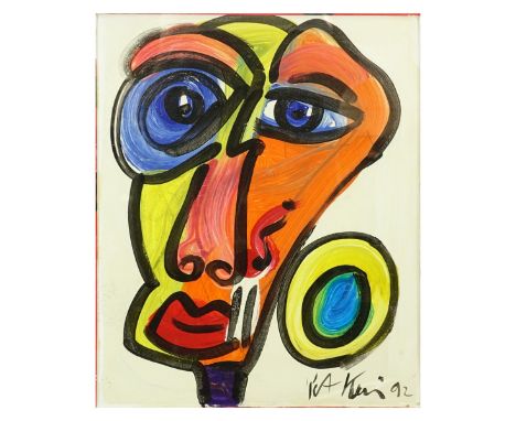 Peter Keil, American/German (b. 1942) Oil on board "Portrait". Signed and dated '92 lower right. Measures 25-1/2" x 20-1/2", 