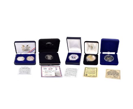 Lot of Six (6) Silver Commemorative Coins. Includes: 1991 Pearl Harbor 50th Anniversary Medallion; 2000 Tri-Color US Silver E