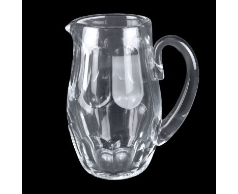 Baccarat Harcourt Crystal Pitcher. Signed. Measures 8-1/2" H. Condition: Internal crack to handle otherwise good condition. E