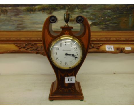 An inlaid Swan neck Art Nouveau mantle clock