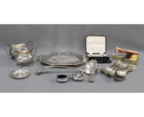 Quantity of Epns wares to include serving dish, soup ladle and flatwares, etc (a lot) 