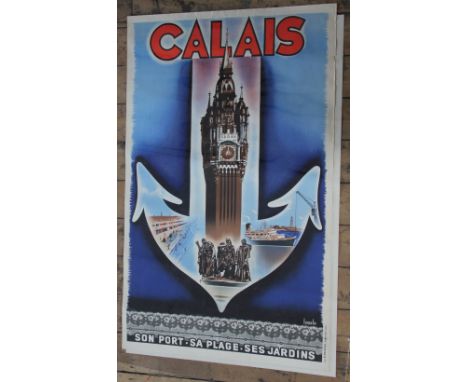 An Art Deco travel poster for Calais, France 1930s, lithograph, signed Laszlo, 63cm x 100cm