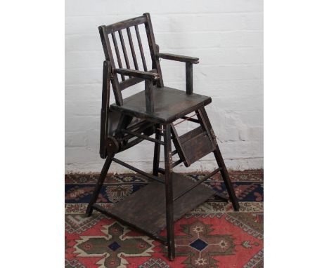 A Collaro Microgram record player; a stained beech child's high chair and a play pen (3)