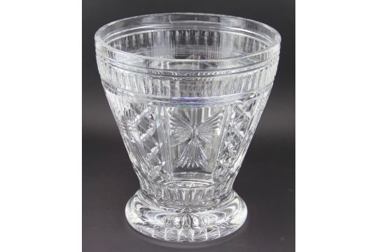 A Large Waterford Crystal Glass Vase Decorated With A Heart Bow