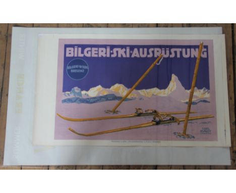 'Winter Sports', an early 20th Century ski lithograph, Carl Kunst (1884-1912), 76cm x 51cm 