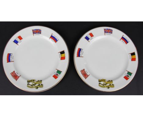 A pair of W. H. Goss World War I commemorative plates, printed in black 'Pub by F B Den Boer, Middelburg', each decorated wit
