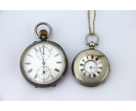 A silver open face Swiss chronograph, movement signed 'S Smith & Sons, 9 Strand, London, Watchmakers to the Admiralty, London