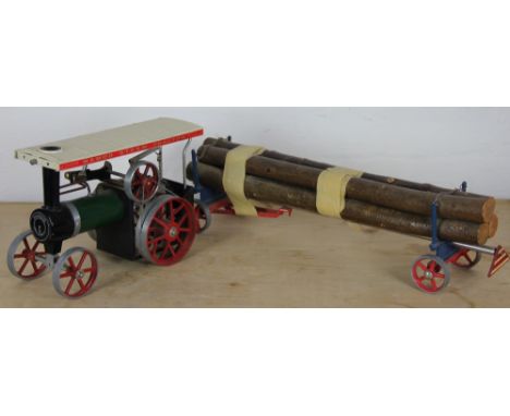A Mamod steam traction engine and log trailer (2)