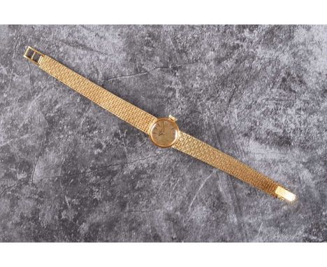 Omega: A lady's 18ct gold bracelet watchReference: 711.5671Date: 1968Movement: Cal.484 17-jewel manual windDial: Brushed cham