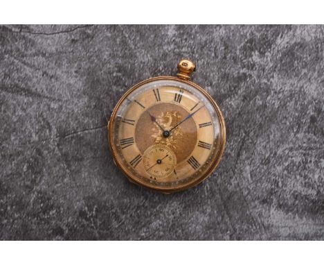 A lady's 18k gold open face pocket watchDate: Circa 1900Movement: Jewelled bridge plate, key wind and set, stamped Muret Gene