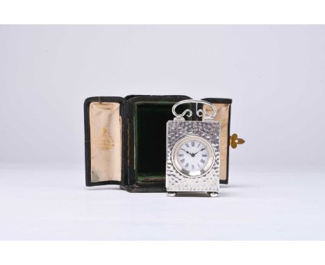 An Edwardian silver cased miniature carriage timepiece, W &amp; G Neal, London 1904, the circular engine turned dial with Ara