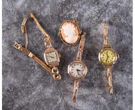 Three lady's 9ct gold bracelet watchesEarly 20th century, each with a Swiss jewelled manual wind movement, 39.5g gross; toget