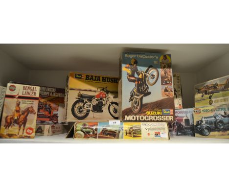 Toys - Airfix Rebel and Monogram models, including Baja Husky 1914 Dennis fire engine, 1930 Bentley, Bengal Lancer, etc. (11)