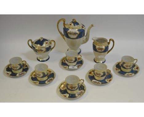 An oriental egg shell part coffee service, including coffee pot, cups and saucers 