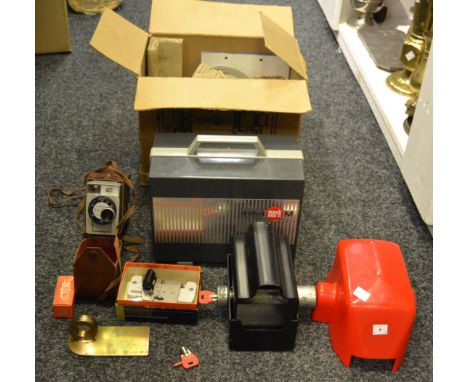 Household Goods - a Eumig projector; a Brownie camera, cased; a Bulldog hitch lock (3)