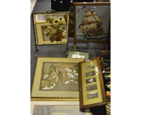 Pictures and Prints - an Asian screen print, a study of butterflies monogrammed H1, other; after Shattler, Before the Race; a