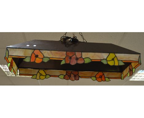 A Tiffany style stained glass pool table lamp