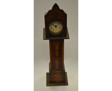 A mahogany miniature longcase clock, enamel dial, Roman numerals