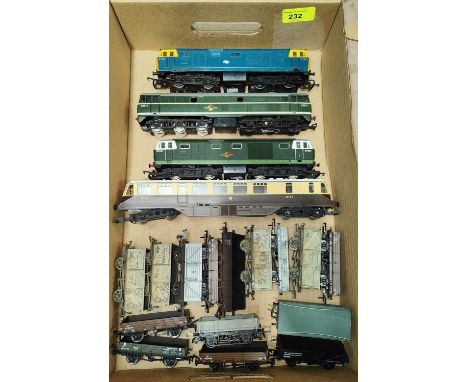 Four diesel locomotives:&nbsp; Hornby; Lima; Airfix; a selection&nbsp; of rolling stock, 00 gauge 