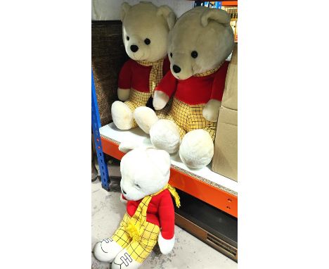 Three large Rupert Bear plush teddy bears 