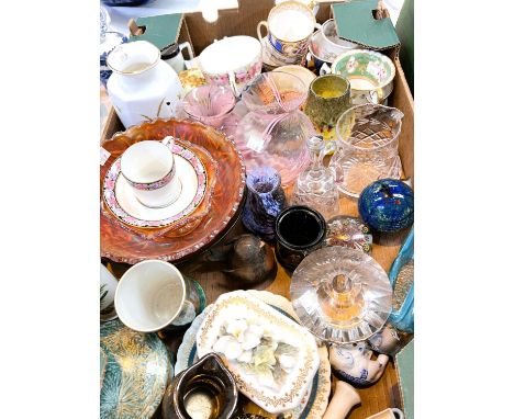 A large selection of decorative and miniature china and glass including Royal Albert Old Country Roses, Caithness glass etc 