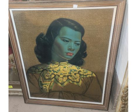 Tretchikoff:&nbsp; half length portrait of an Eastern woman, framed and glazed 