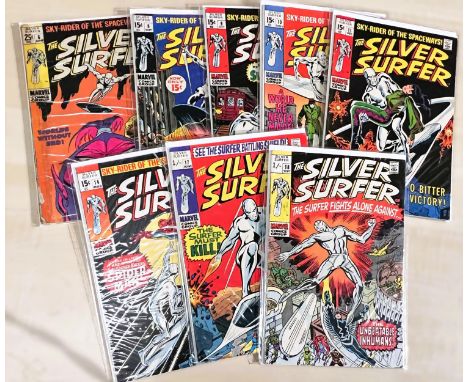 Marvel Comics: late 1960's onwards, 'The Silver Surfer' 6, 8, 9, 10, 11, 12, 14, 17, 18 (9 in total) (UK and US pricing varia