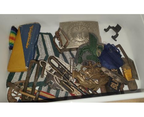 A selection of Polish Army Regimental badges and a Russian cap badge 