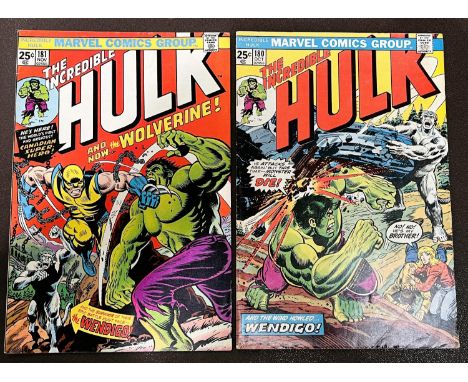 Marvel Comics: 1970's two issues of The Incredible Hulk 180 with first panel appearance of Wolverine and 181 first full issue