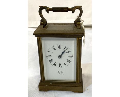A late 19th/early 20th century brass carriage clock with timepiece movement by Dent, Pall Mall, London 