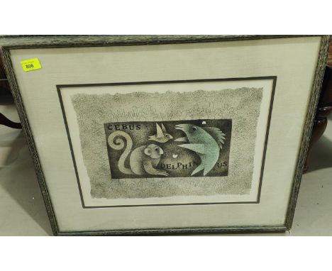 JABLONSKI - limited edition lithograph, DELPHINUS, signed, 34 x 47cm, framed 