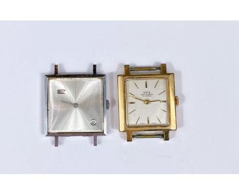 Two mid 20th century stylish gents watches SK and Oris square dials 
