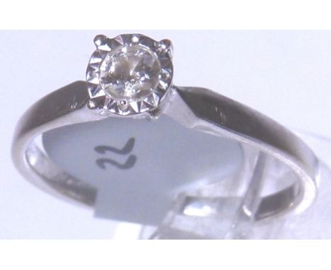 9 ct white gold 0.15 ct diamond solitaire ring, size M/N, RRP £500.