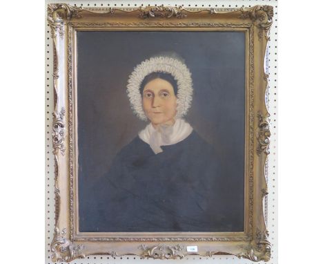 19th century English SchoolBust length portrait of a widow - Annie Burbeck Goodfellowoil on relined canvas75 x 62 cm 