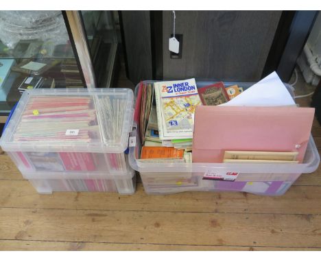 Three boxes of maps, mostly Ordnance Survey, also some London Transport maps and timetables and other ephemera 