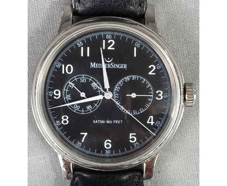 MeisterSinger Original Vintage Armbanduhr.43 mm Durchmesser. Edelstahl. Uhr läuft. Alle Funktionen im Detail nicht geprüft. Z