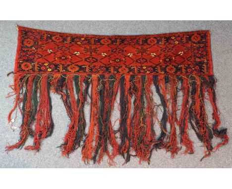 Ersari Behang, Germesch. Stammesteppich antik.39 cm x 169 cm, nur das Geknüpfte gemessen. Turkmenisat, Turkoman. Handgeknüpft