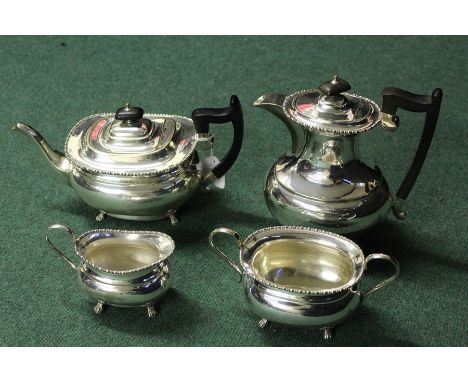 Four piece silver plated four piece tea service, to include a teapot, coffee pot, sugar bowl and milk jug, (4)