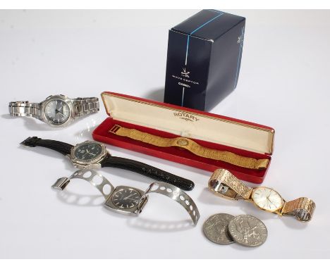 Wristwatches, to include Accurist, Seiko, Casio, Rotary and another, also together with two Crowns, (qty)