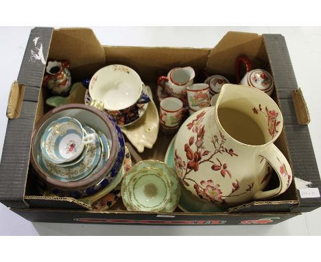 Five Shorter and Son fish form plates and serving bowl, Susie Cooper oval plate, large floral decorated jug, Japanese coffee 