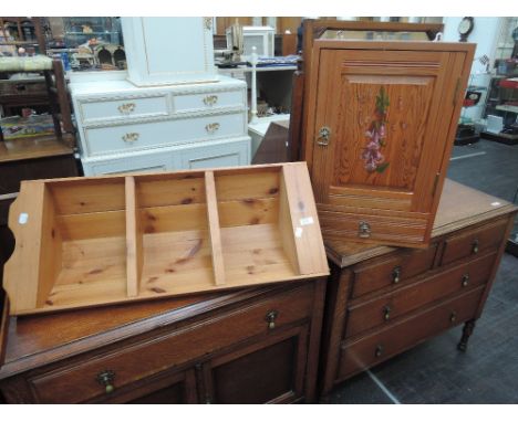 A modern pine corner wall shelf and bathroom cabinet