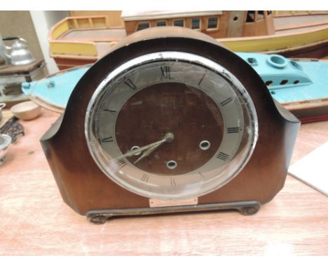 A mid 20th century mantel clock having presentation plaque, 45 years service to British Rail