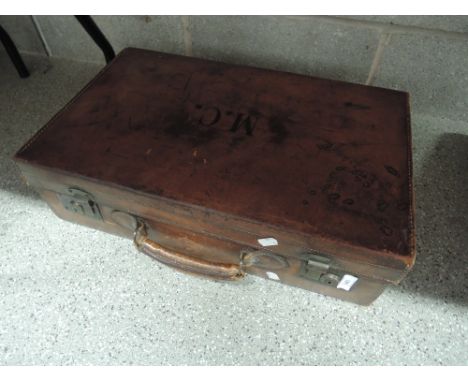 A vintage leather suitcase